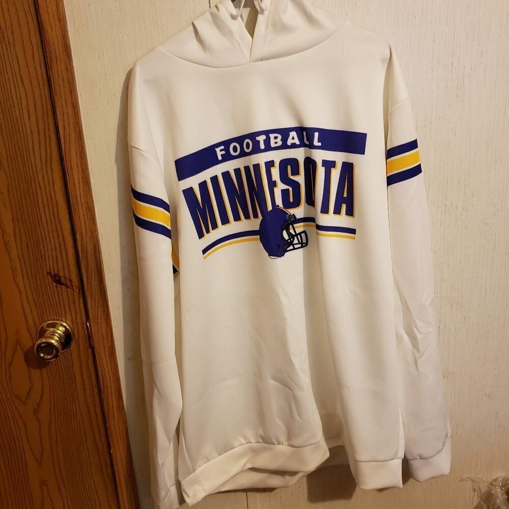 Minnesota Football 3XL Beige Striped Hooded Sweatshirt
